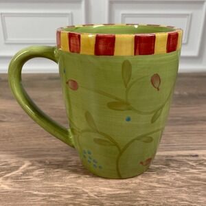 Olivia Signature Housewares Mug Debby Segura Designs Green Floral‎ Stripes